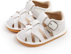 Jshuang 0-18M Baby Boys Girls Bow Sandals Soft Non-Slip Rubber Sole Summer Flat Walking Shoes