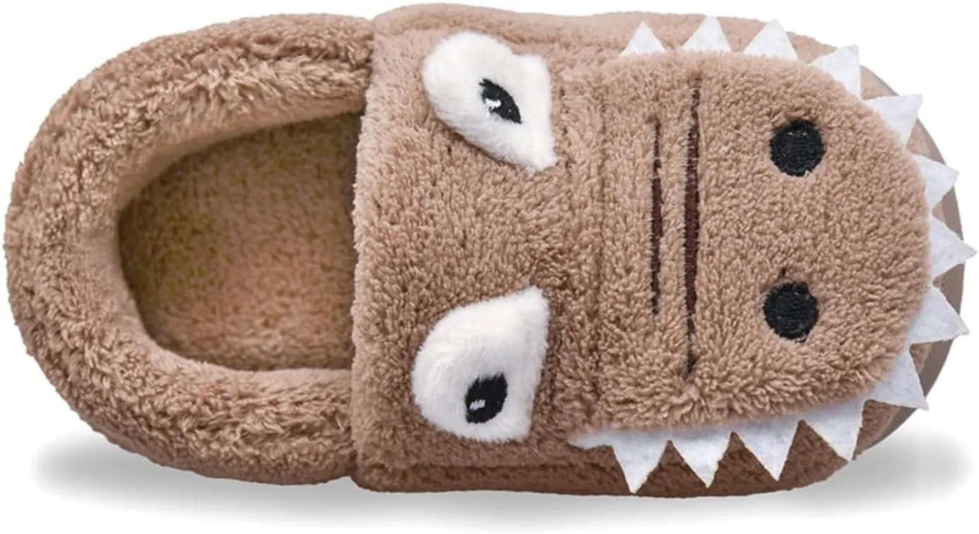 Kids Boys Girls Slip On Winter Warm House Slippers Plush Cozy Cute Dinosaur Home Shoes with Soft Memory Foam