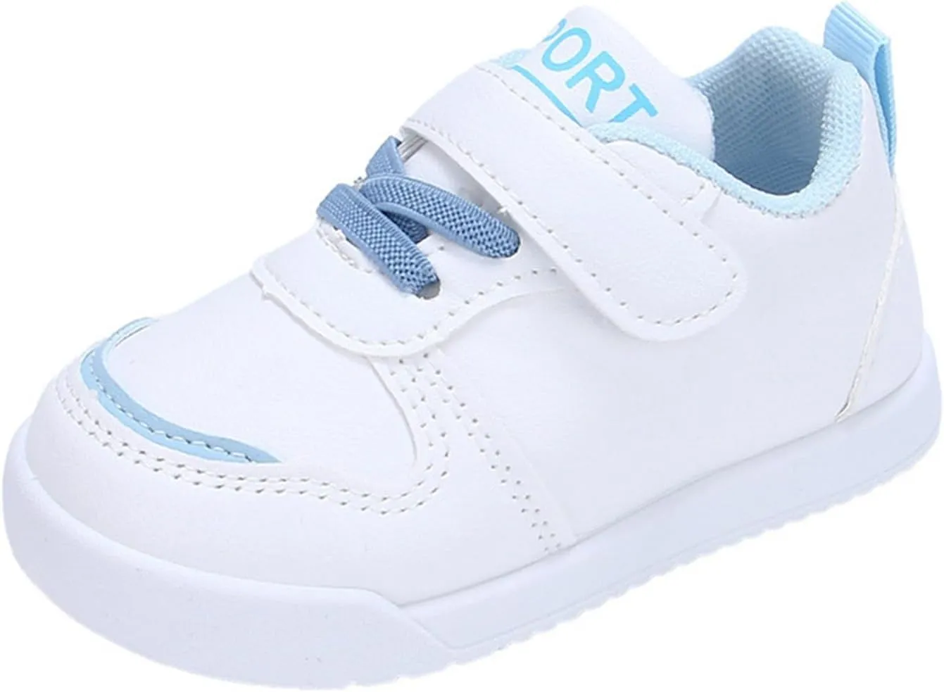 Kids Canvas Boys Girls Fashion White Sneaker Athletic Running Shoe with One Strap Non-Slip Soft Rubber Sole Shoes
