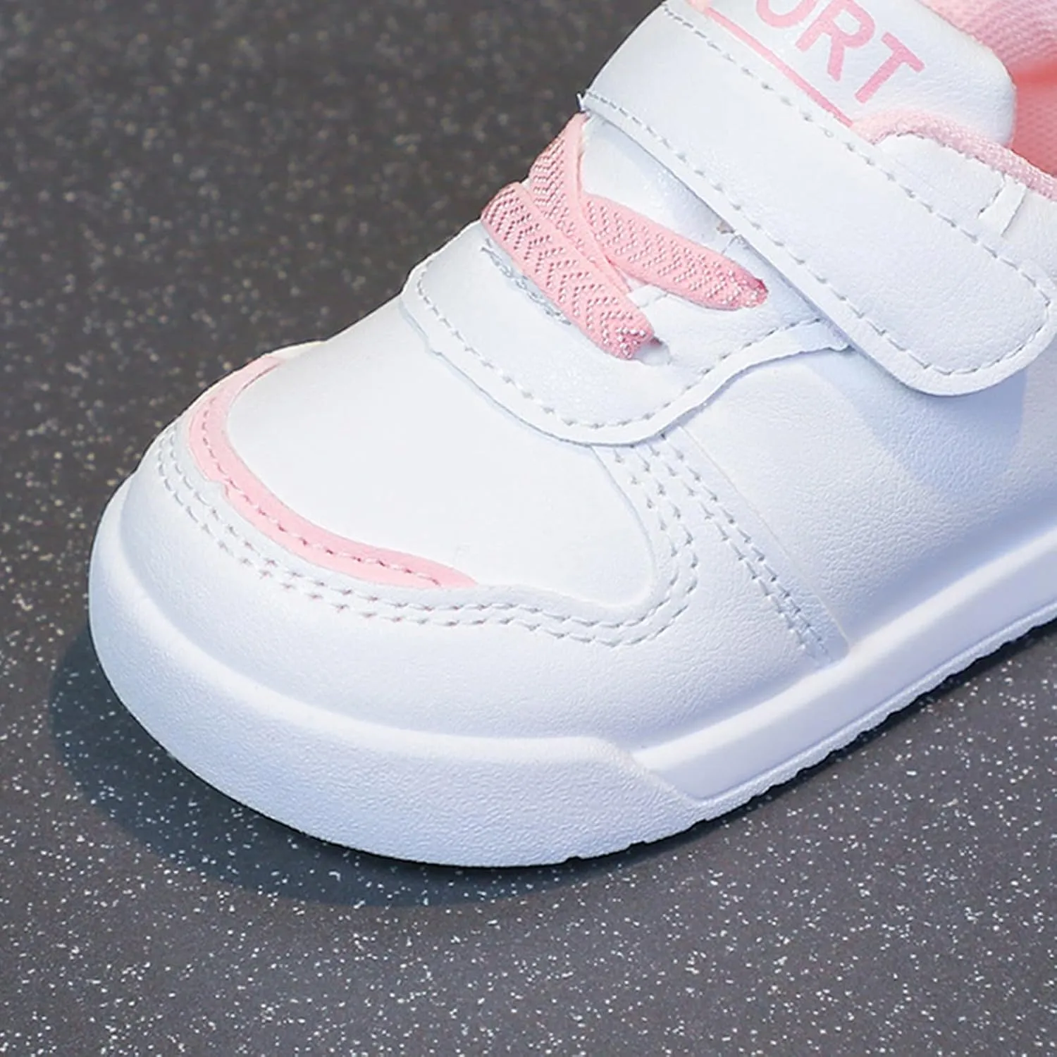 Kids Canvas Boys Girls Fashion White Sneaker Athletic Running Shoe with One Strap Non-Slip Soft Rubber Sole Shoes