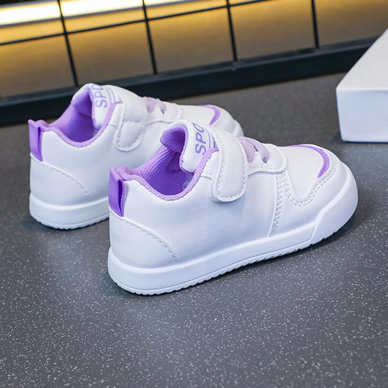 Kids Canvas Boys Girls Fashion White Sneaker Athletic Running Shoe with One Strap Non-Slip Soft Rubber Sole Shoes