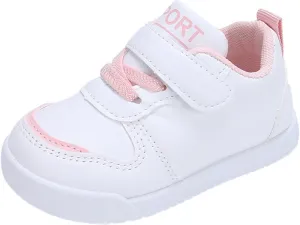 Kids Canvas Boys Girls Fashion White Sneaker Athletic Running Shoe with One Strap Non-Slip Soft Rubber Sole Shoes