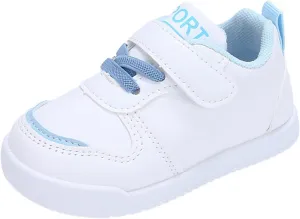 Kids Canvas Boys Girls Fashion White Sneaker Athletic Running Shoe with One Strap Non-Slip Soft Rubber Sole Shoes