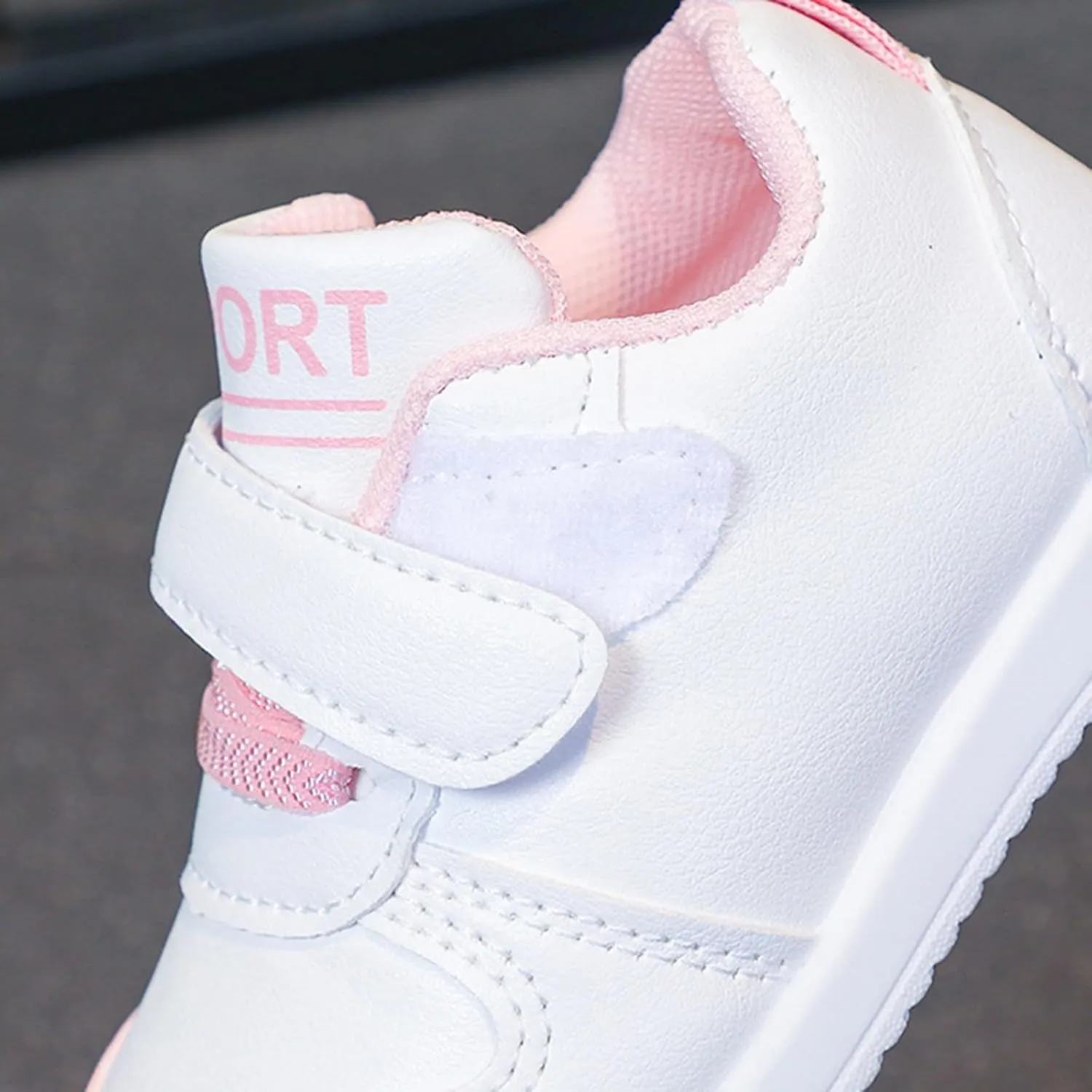 Kids Canvas Boys Girls Fashion White Sneaker Athletic Running Shoe with One Strap Non-Slip Soft Rubber Sole Shoes