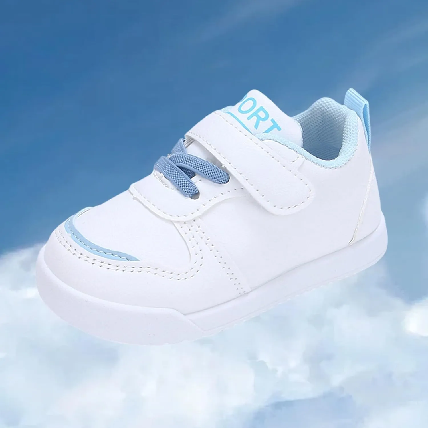 Kids Canvas Boys Girls Fashion White Sneaker Athletic Running Shoe with One Strap Non-Slip Soft Rubber Sole Shoes