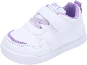Kids Canvas Boys Girls Fashion White Sneaker Athletic Running Shoe with One Strap Non-Slip Soft Rubber Sole Shoes
