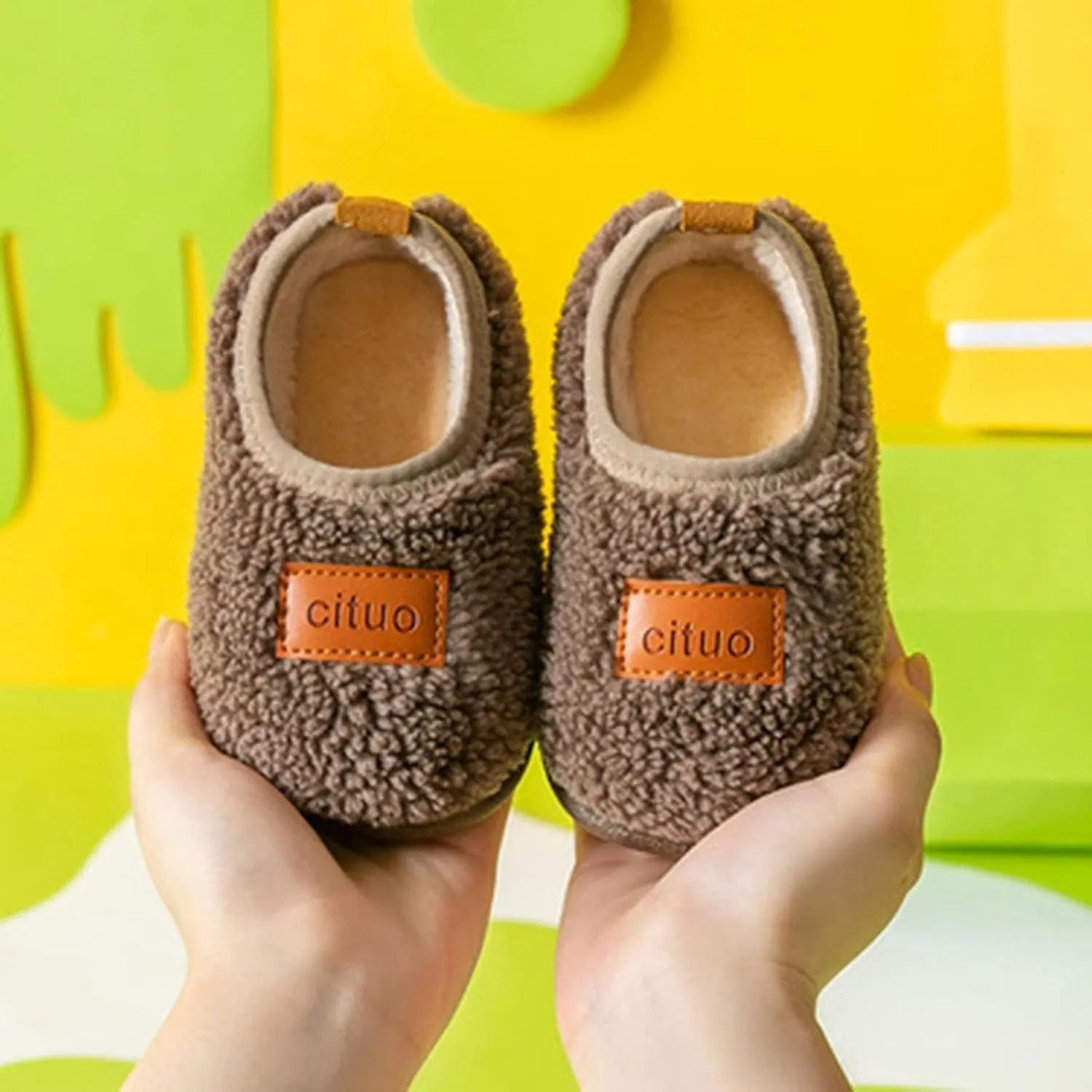 Kids Children Durian Style Warm Shoes Cotton Shoes Solid Fashion Soft Sole Indoor Non Slip Shoes for Toddler