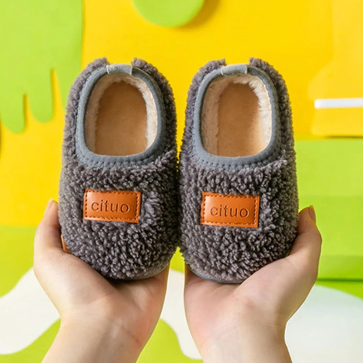 Kids Children Durian Style Warm Shoes Cotton Shoes Solid Fashion Soft Sole Indoor Non Slip Shoes for Toddler