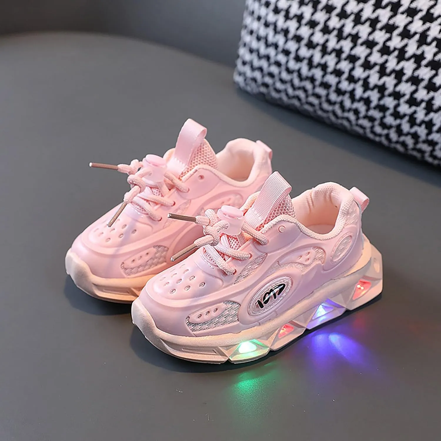 Kids Light-Up Flashing Sneaker Athletic Running Shoes with Strap, Fashionable and Fun for Boys Girls Shoe Toddler Girl