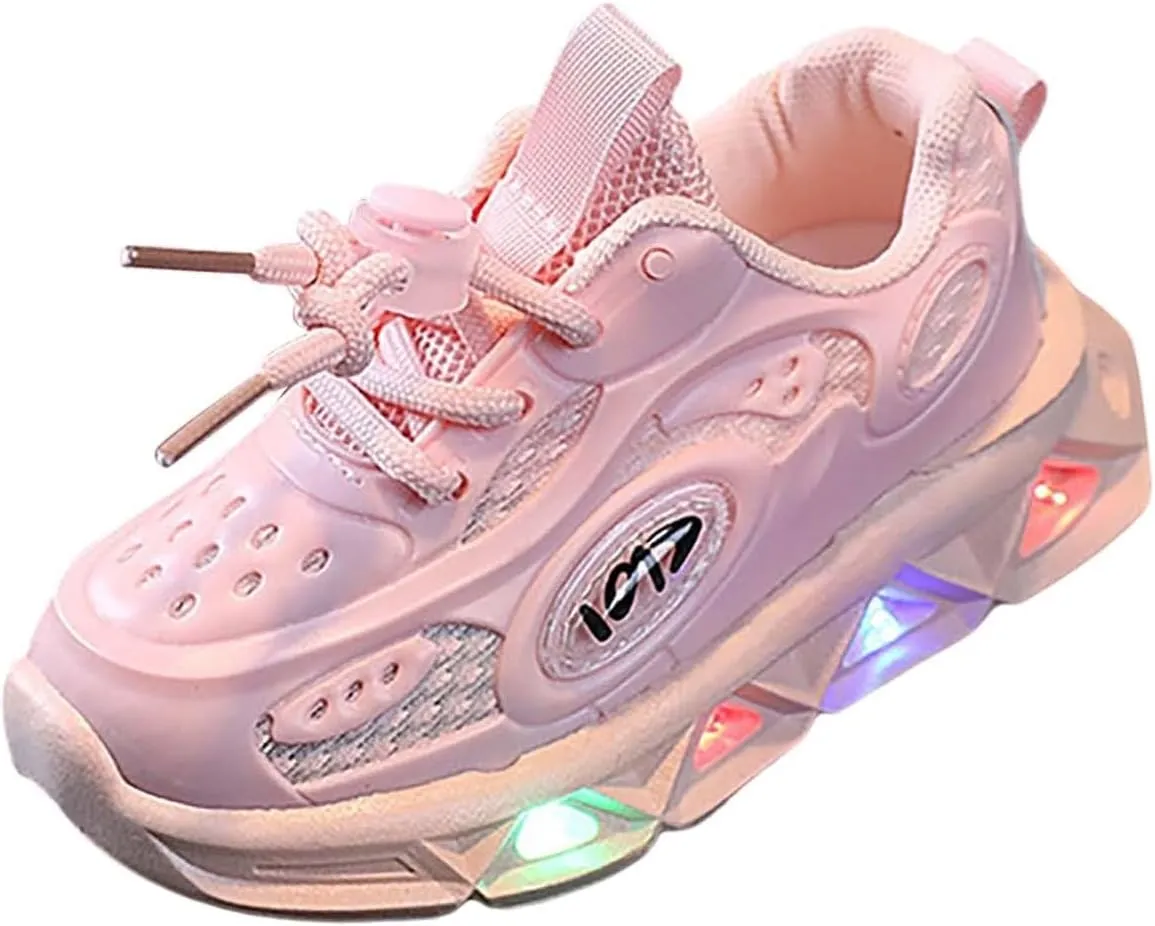 Kids Light-Up Flashing Sneaker Athletic Running Shoes with Strap, Fashionable and Fun for Boys Girls Shoe Toddler Girl