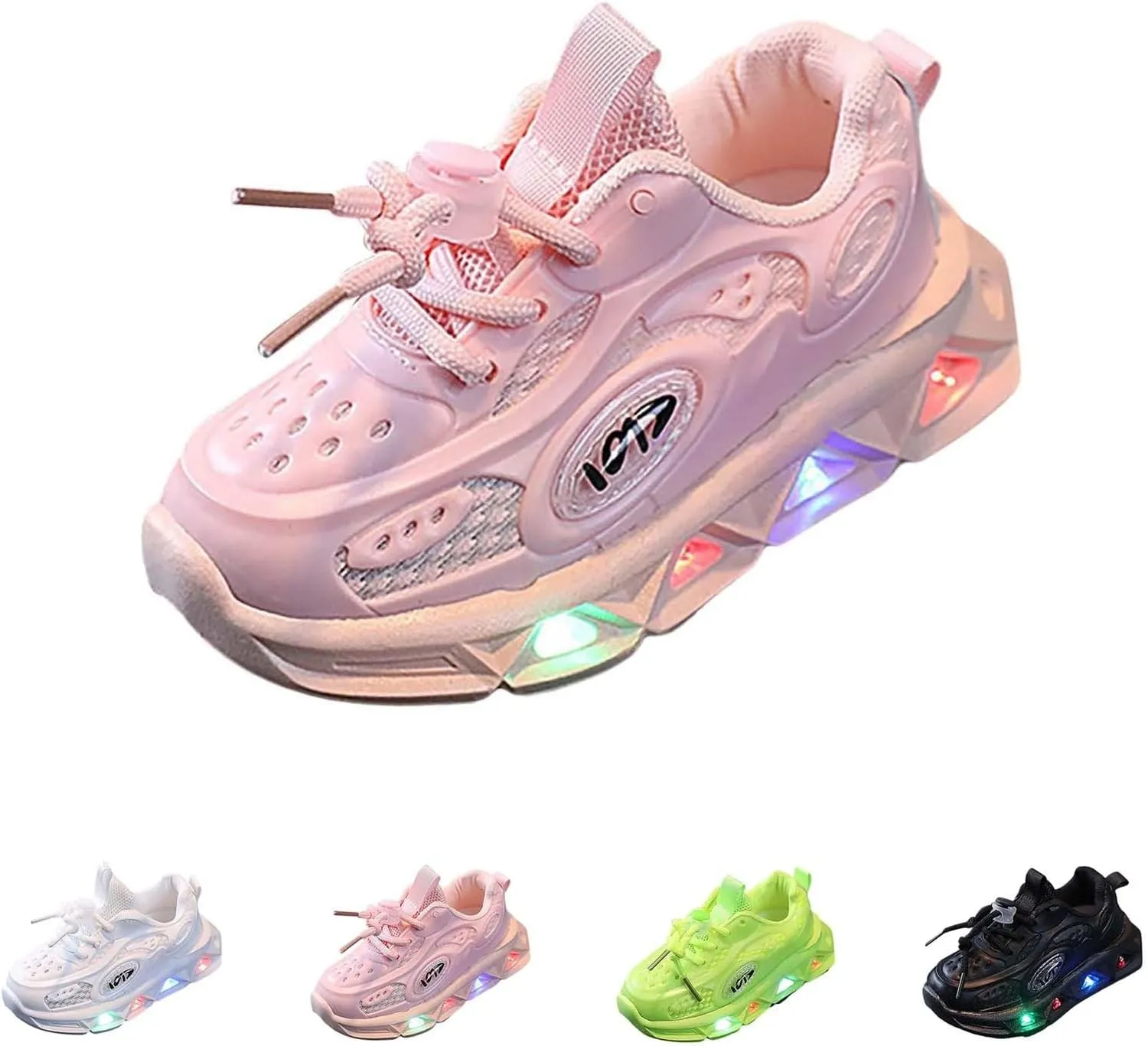 Kids Light-Up Flashing Sneaker Athletic Running Shoes with Strap, Fashionable and Fun for Boys Girls Shoe Toddler Girl