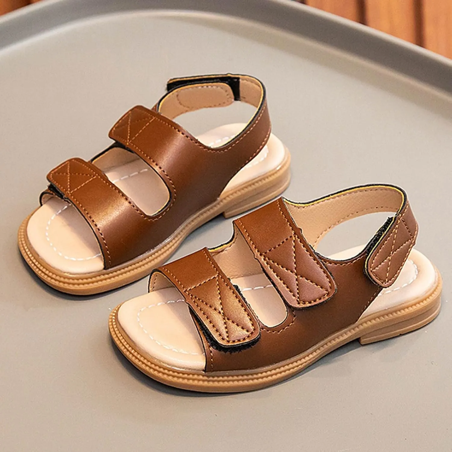 Kids Summer Slide Sandals Kids' Sandals Summer Girls' Big Beach Shoes Girls' Princess Soft Soled Casual Shoes For Boys' Babies Open Toes Flat For Non Slip Cork Glitter Toddler Slippers