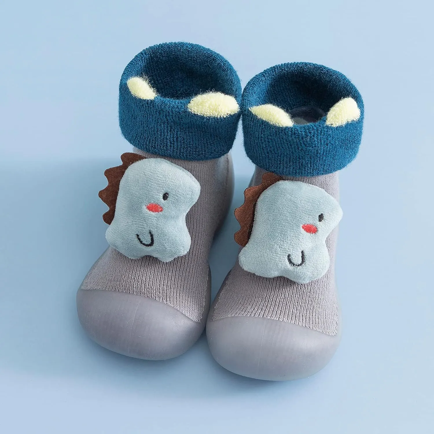 Kids Toddler Baby Boys Girls Solid Warm Knit Soft Sole Rubber Shoes Slipper Stocking Warm Shoes Boys Slippers Size 1
