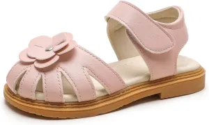 Komfyea Girl Summer Cute Wrap Toe Toddler Soft Flower Flat Beach Sandal Shoes