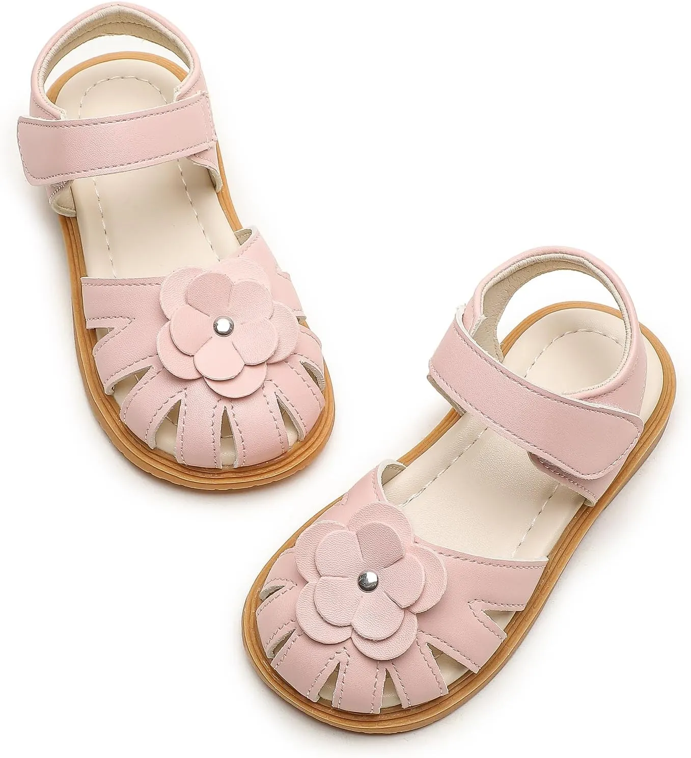 Komfyea Girl Summer Cute Wrap Toe Toddler Soft Flower Flat Beach Sandal Shoes