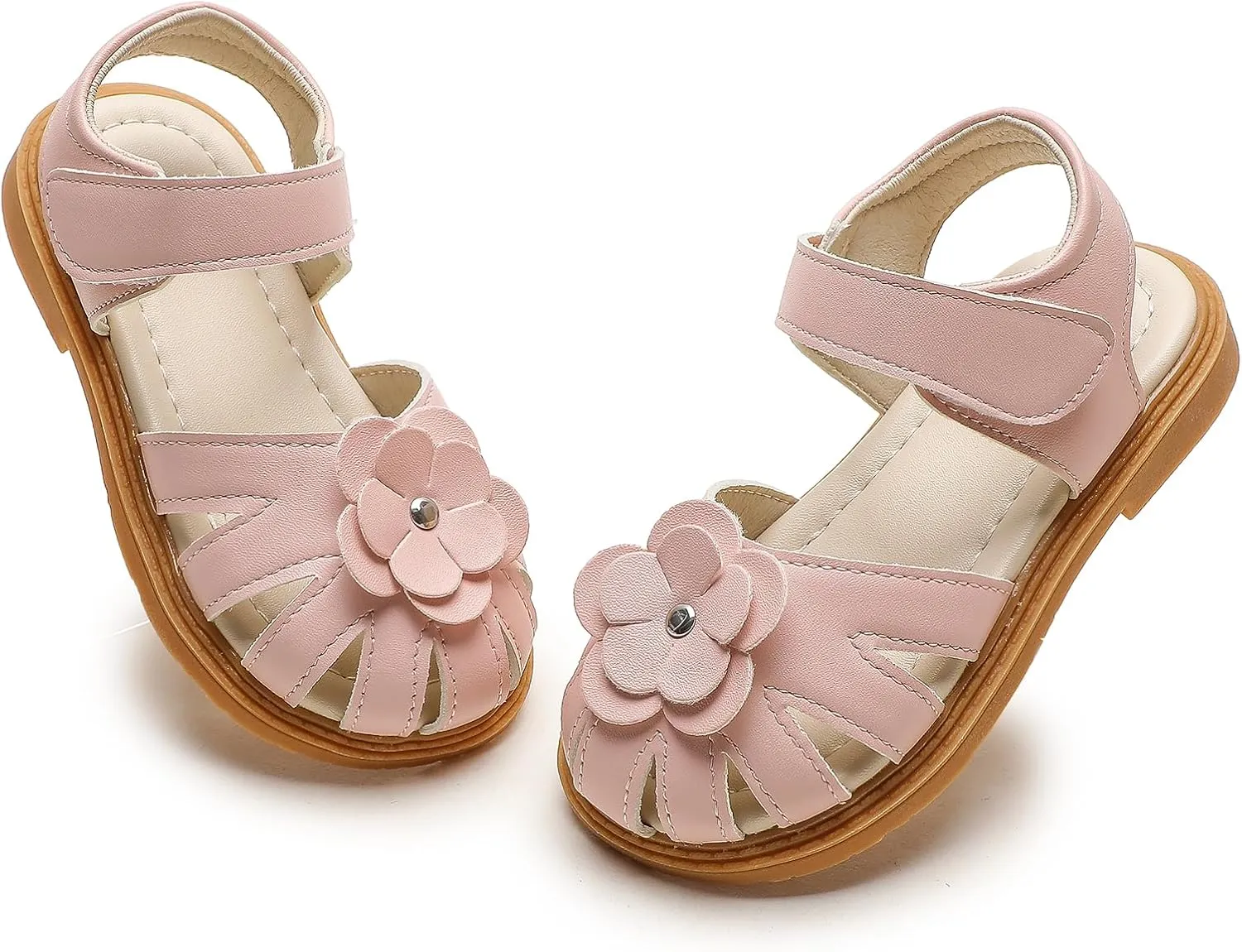 Komfyea Girl Summer Cute Wrap Toe Toddler Soft Flower Flat Beach Sandal Shoes