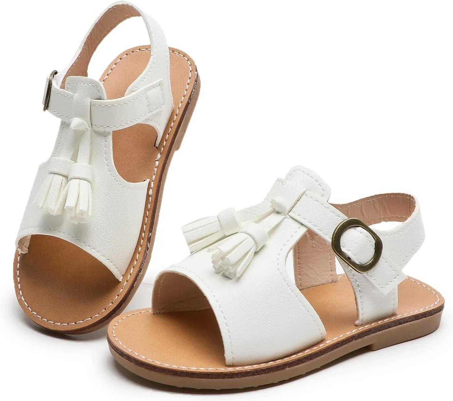 Komfyea Girl Summer Cute Wrap Toe Toddler Soft Flower Flat Beach Sandal Shoes