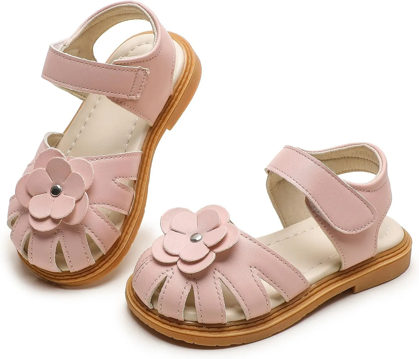 Komfyea Girl Summer Cute Wrap Toe Toddler Soft Flower Flat Beach Sandal Shoes