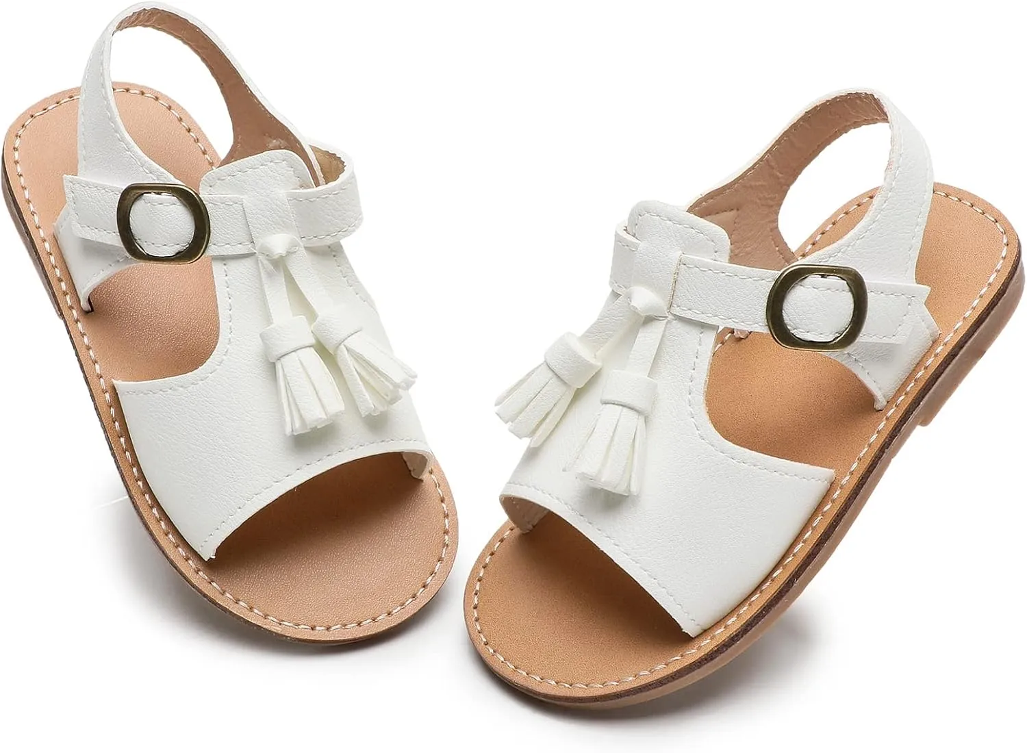 Komfyea Girl Summer Cute Wrap Toe Toddler Soft Flower Flat Beach Sandal Shoes