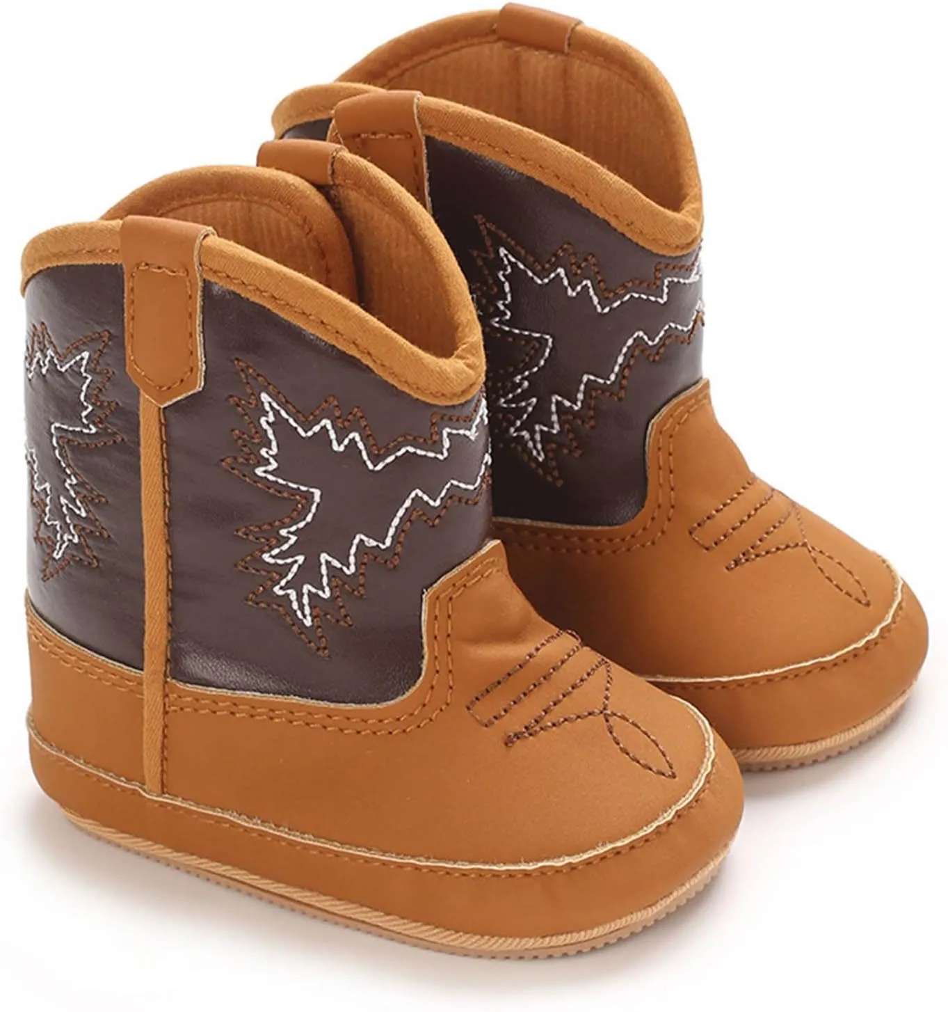 Leather Western Boots Cowboy Ankle Bootie Soft Sole Non-Slip Water Proof Cool Shoes for Baby Toddler Girls Boys Boot Toddler Size 6
