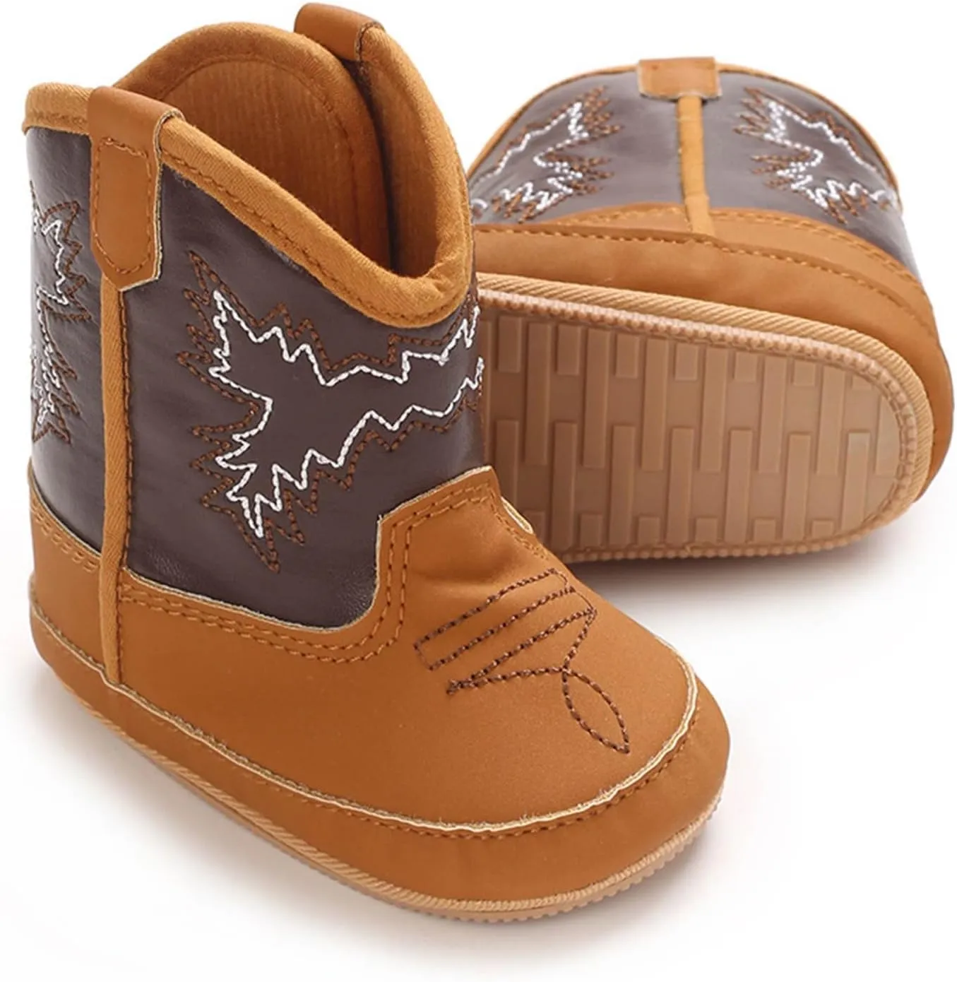 Leather Western Boots Cowboy Ankle Bootie Soft Sole Non-Slip Water Proof Cool Shoes for Baby Toddler Girls Boys Boot Toddler Size 6
