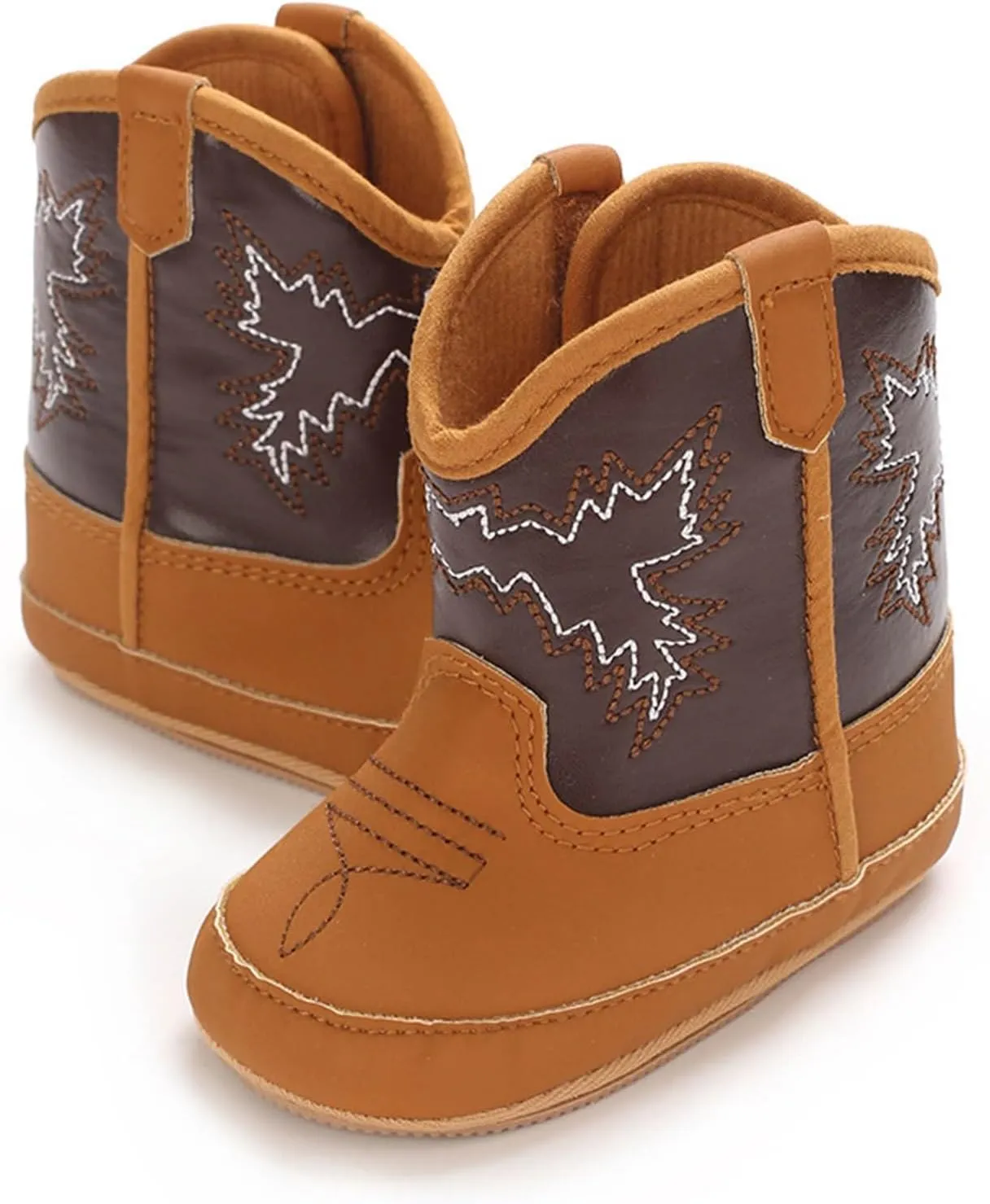 Leather Western Boots Cowboy Ankle Bootie Soft Sole Non-Slip Water Proof Cool Shoes for Baby Toddler Girls Boys Boot Toddler Size 6
