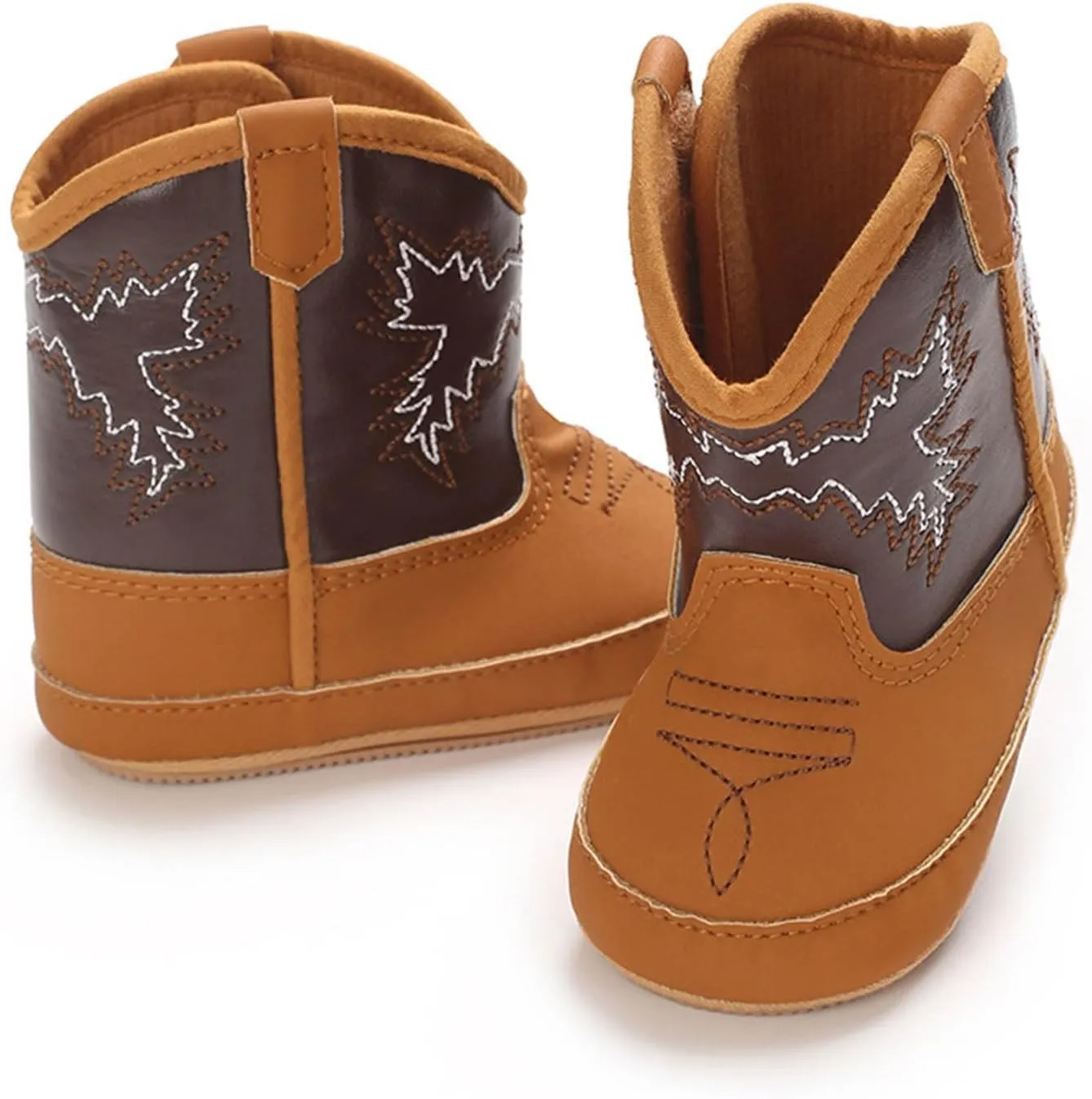 Leather Western Boots Cowboy Ankle Bootie Soft Sole Non-Slip Water Proof Cool Shoes for Baby Toddler Girls Boys Boot Toddler Size 6
