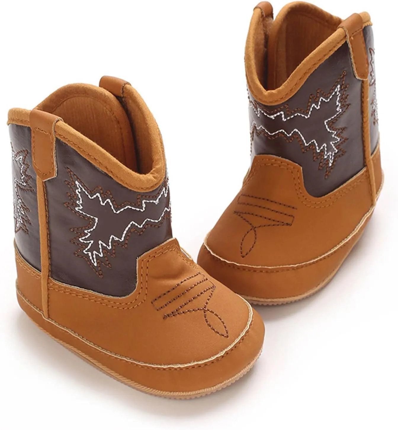 Leather Western Boots Cowboy Ankle Bootie Soft Sole Non-Slip Water Proof Cool Shoes for Baby Toddler Girls Boys Boot Toddler Size 6