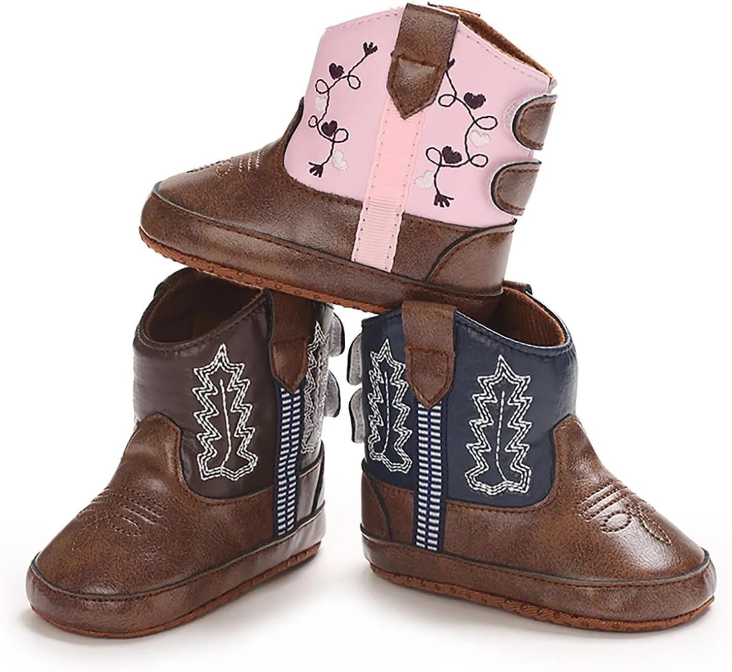 Leather Western Boots Cowboy Bootie Soft Sole Non Slip Shoes for Baby Infant Toddler Girls Boys Casual Shoes Toddler