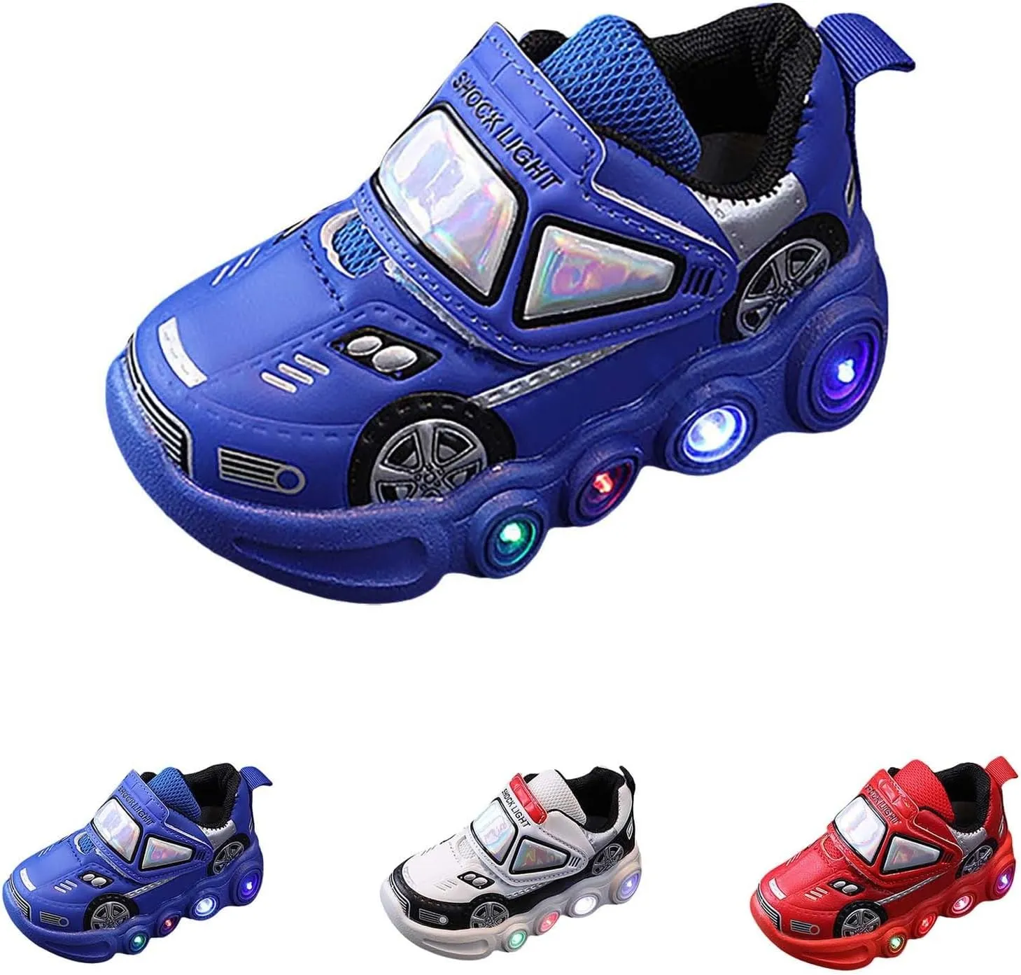 Light Up Toddler Boys Shoes Car Pattern Luminous Sport Sneaker, Little Fashion Cute Soft Sole School Athletic Shoes