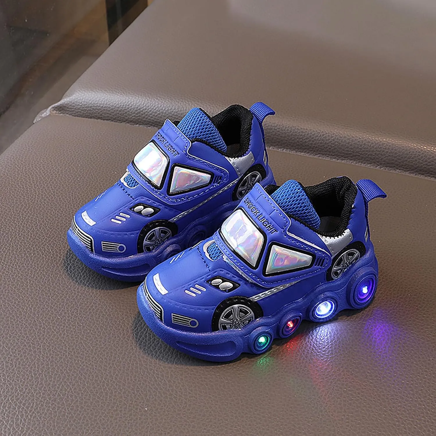 Light Up Toddler Boys Shoes Car Pattern Luminous Sport Sneaker, Little Fashion Cute Soft Sole School Athletic Shoes