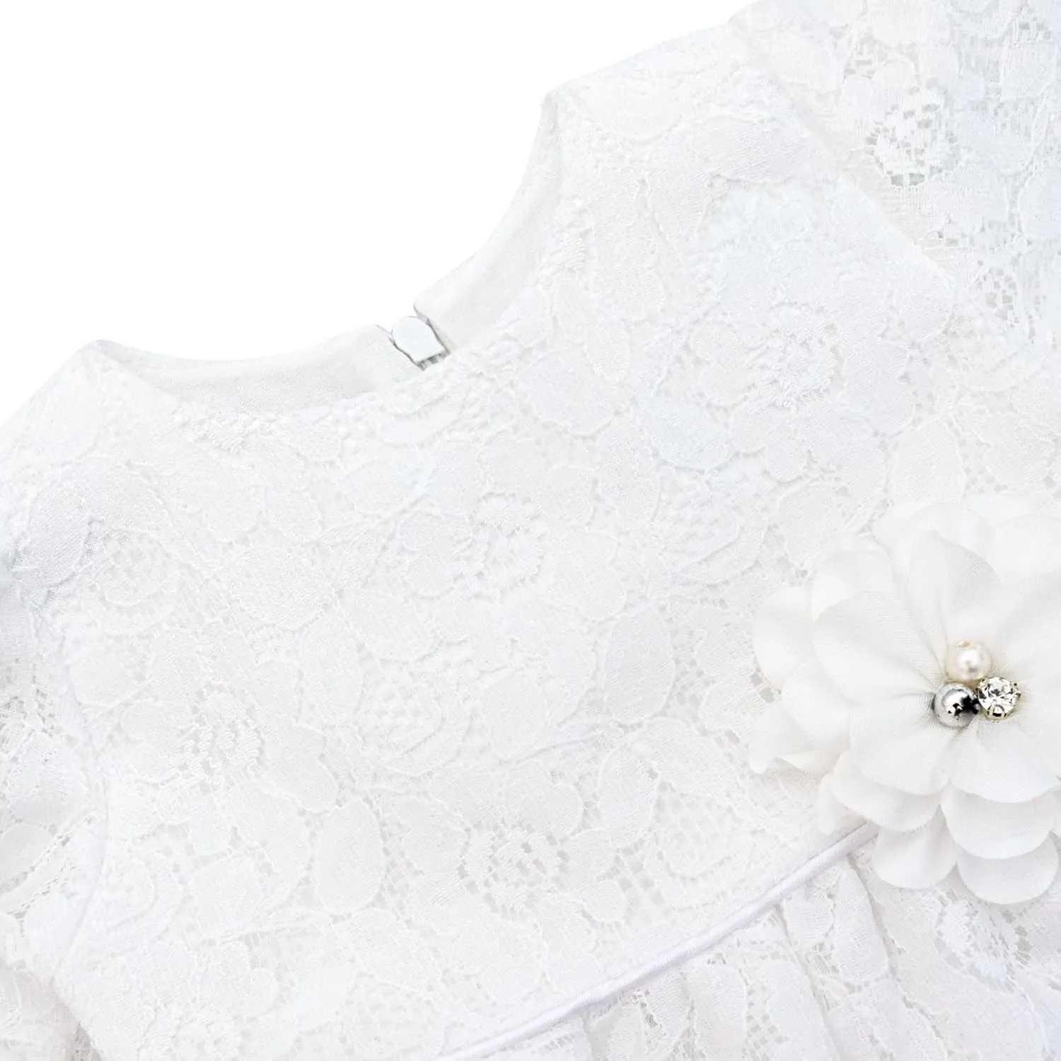 Lilax Baby Girls' Lace Floral Embroidered Dress with Matching Shoes Christening Baptism Dress