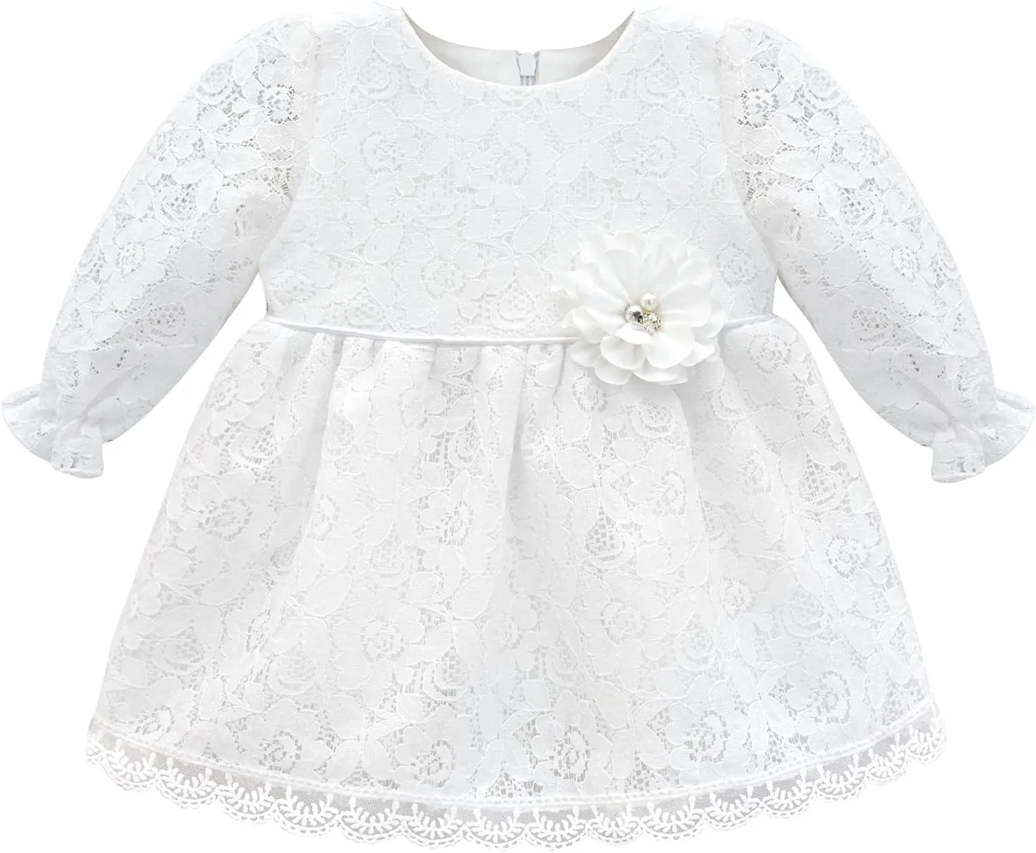 Lilax Baby Girls' Lace Floral Embroidered Dress with Matching Shoes Christening Baptism Dress