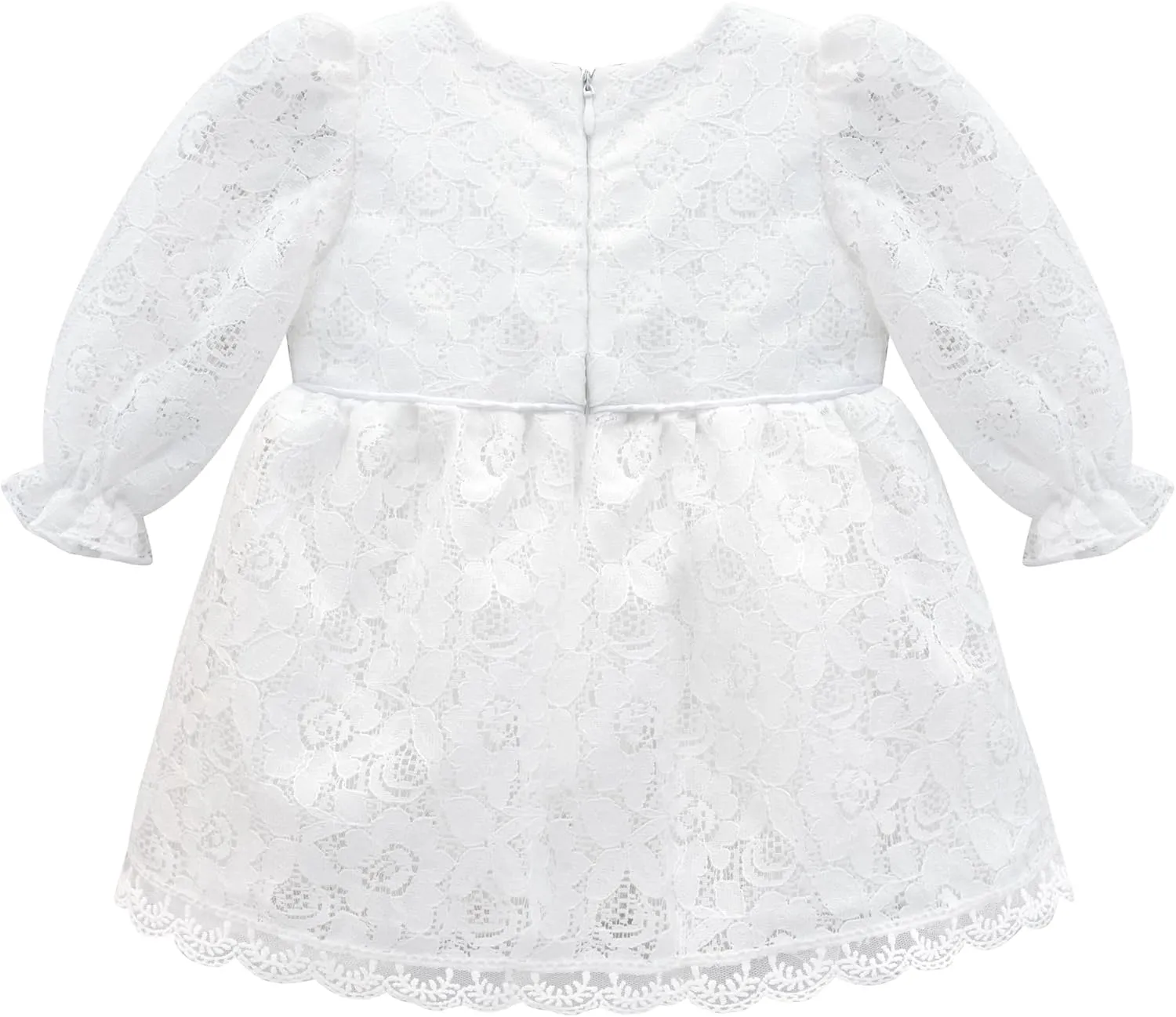 Lilax Baby Girls' Lace Floral Embroidered Dress with Matching Shoes Christening Baptism Dress