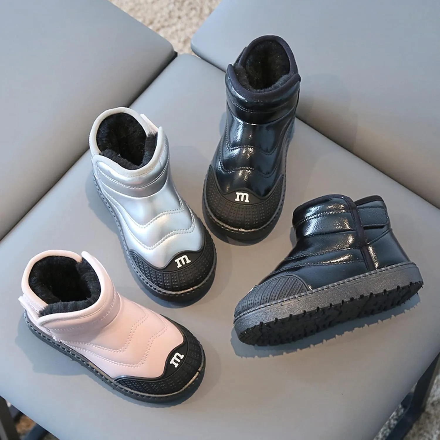 Little Girls Flat Sole Boots Baby Shoes Toddler Boots Fashion Soft Bottom Toddler Shoes Plus Velvet Thick Non Slip Boots