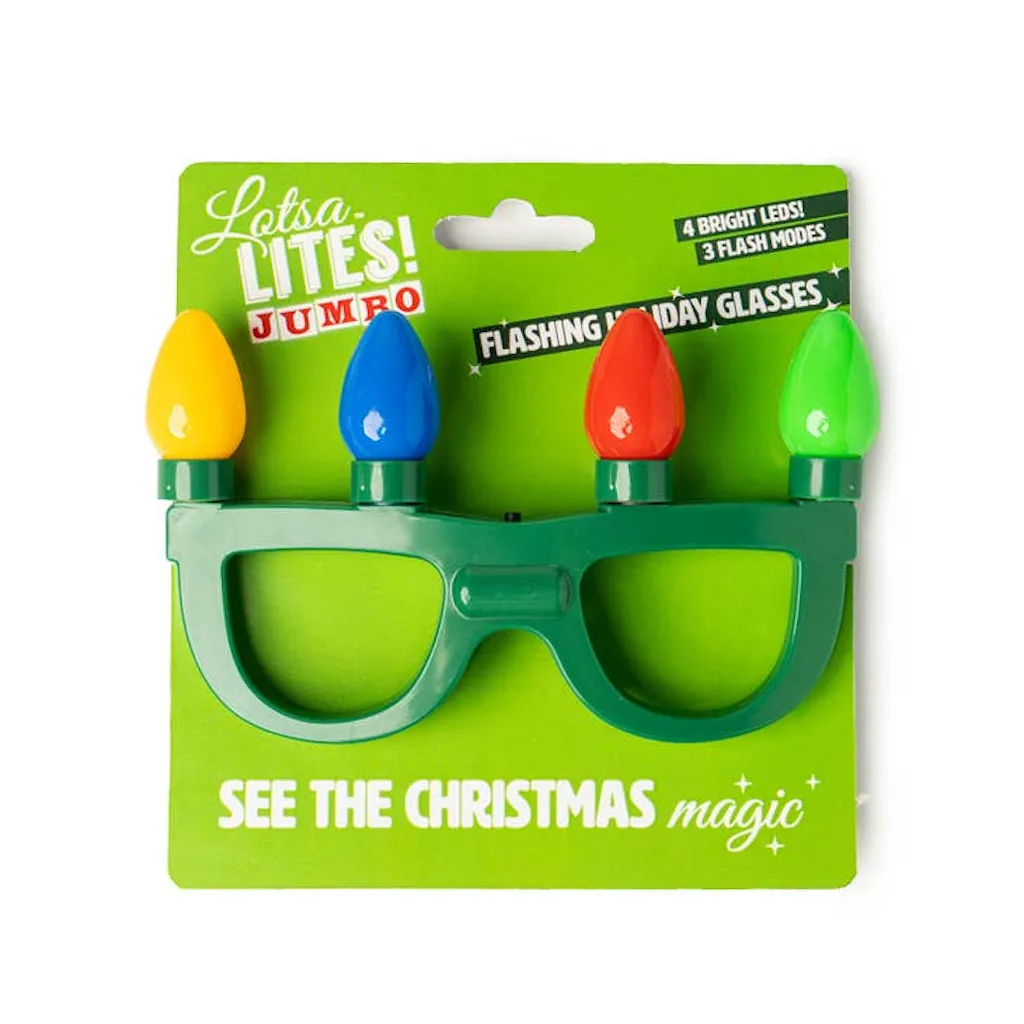 Lotsa LITES! Jumbo Flashing Christmas Lights Holiday Glasses