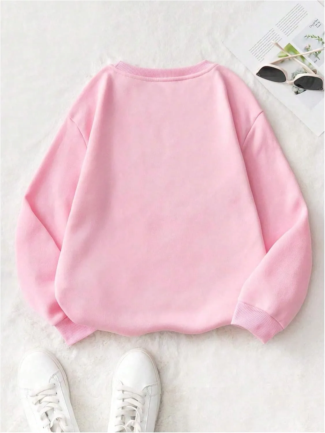 MakeMeChic Women's Long Sleeve Sweatshirts Graphic Print Round Neck Pullover Tops