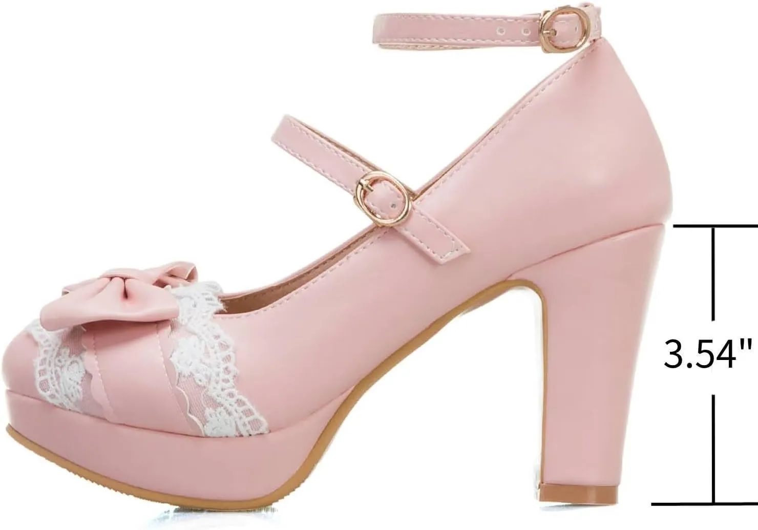 MEOTINA Cute Bow Heels Mary Janes Shoes Women Dress Platform Strappy High Heels Kawaii Shoes