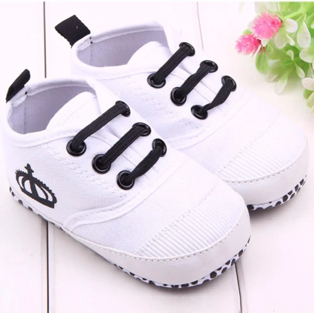 Musical High Top Shoes Newborn Infant Baby Canvas -Slip Crown Print Soft Sole Toddler Shoes Shoes Girls