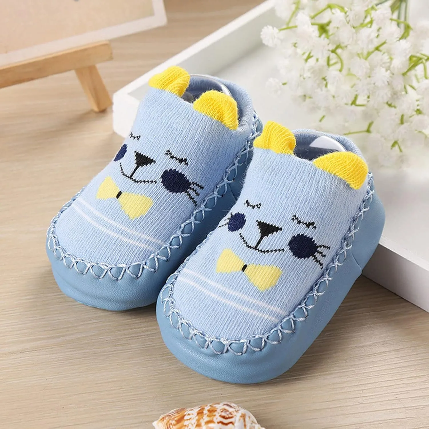 Newborn Baby Boys Girls Cartoon Ears Floor Socks Non Slip Baby Step Shoes Socks Newborn Sneakers