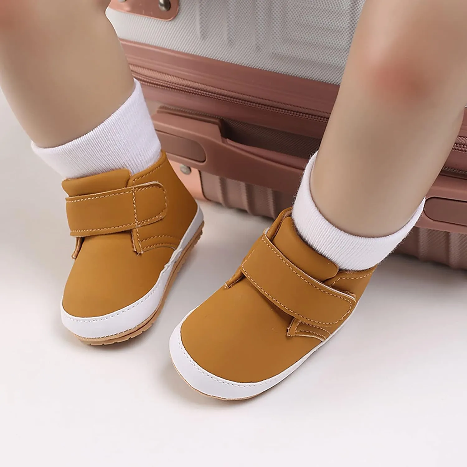 Newborn Baby Boys Girls Prewalker Shoes Soft Rubber Sole Infant Sneakers Fashion High-Top Non-Slip Baby Girl Casual