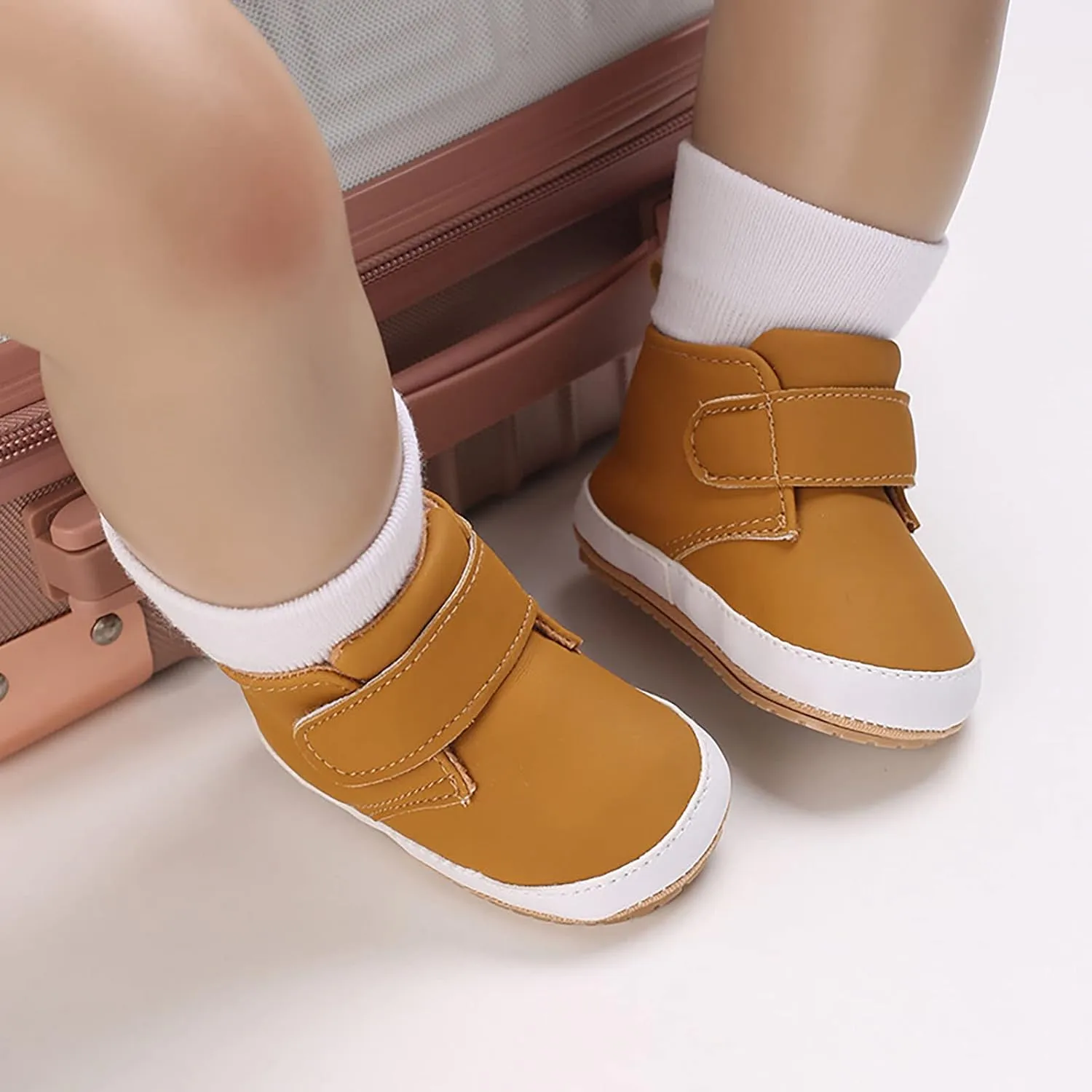 Newborn Baby Boys Girls Prewalker Shoes Soft Rubber Sole Infant Sneakers Fashion High-Top Non-Slip Baby Girl Casual
