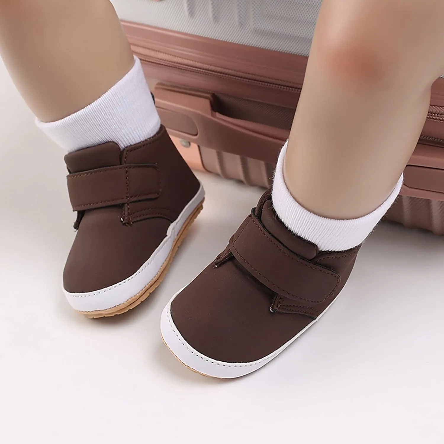 Newborn Baby Boys Girls Prewalker Shoes Soft Rubber Sole Infant Sneakers Fashion High-Top Non-Slip Walking Shoes