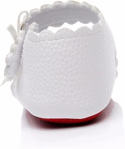 Newborn Baby Girls Soft Sole Shoes Baby Wavy Edge Bow Baby Toddler Shoes Baby Soft Bottom Shoes