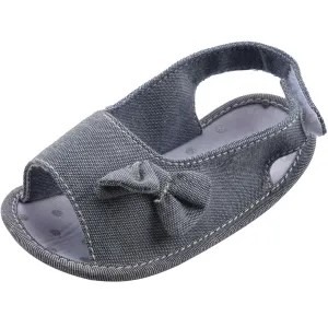 Newborn Toddler Girl Soft Sole Bowknot Sandals Shoes Baby Crib Cloth (0~6 Month, Grey)