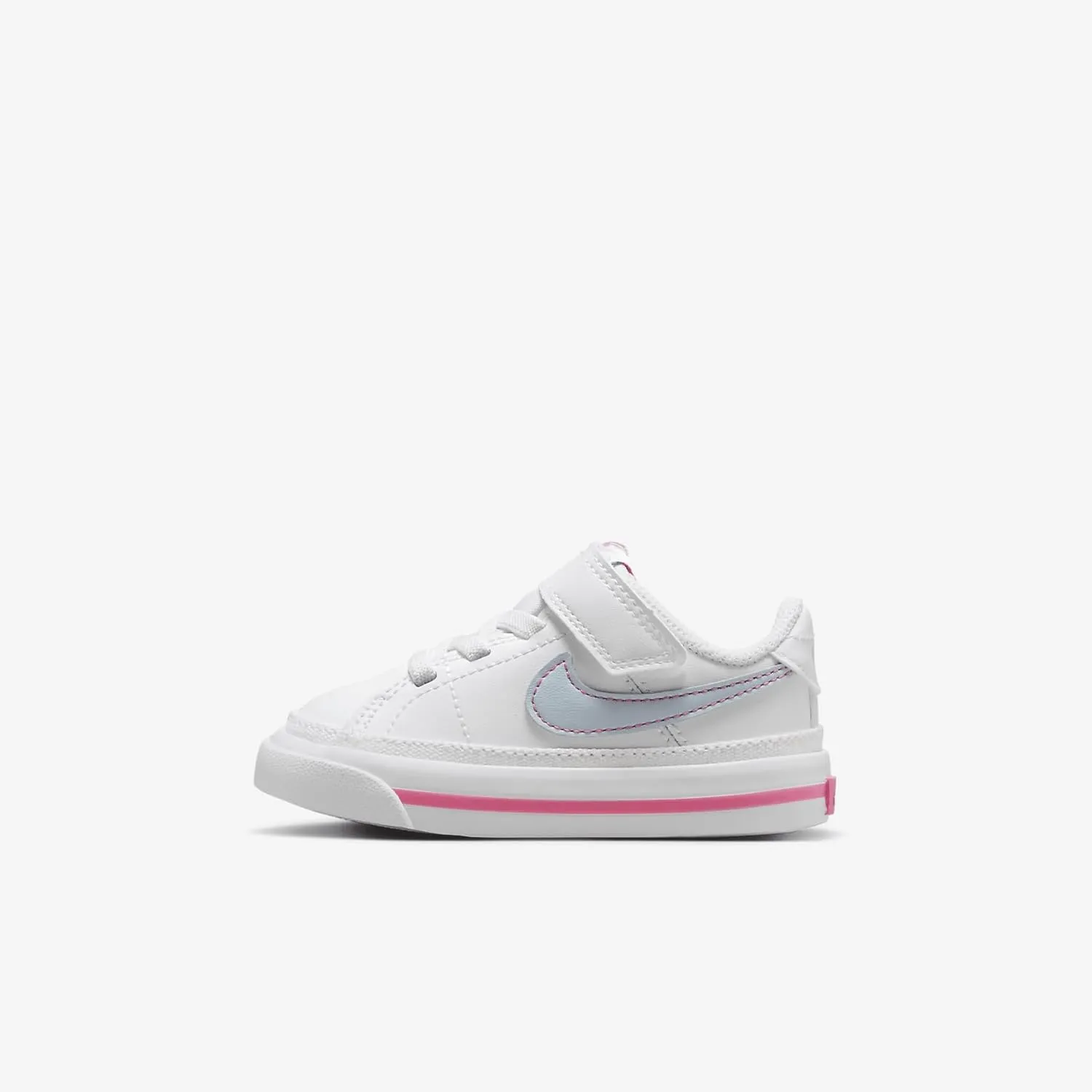 Nike Court Legacy Baby/Toddler Shoes (DA5382-121, White/Pinksicle/Light Armory Blue) Size 2