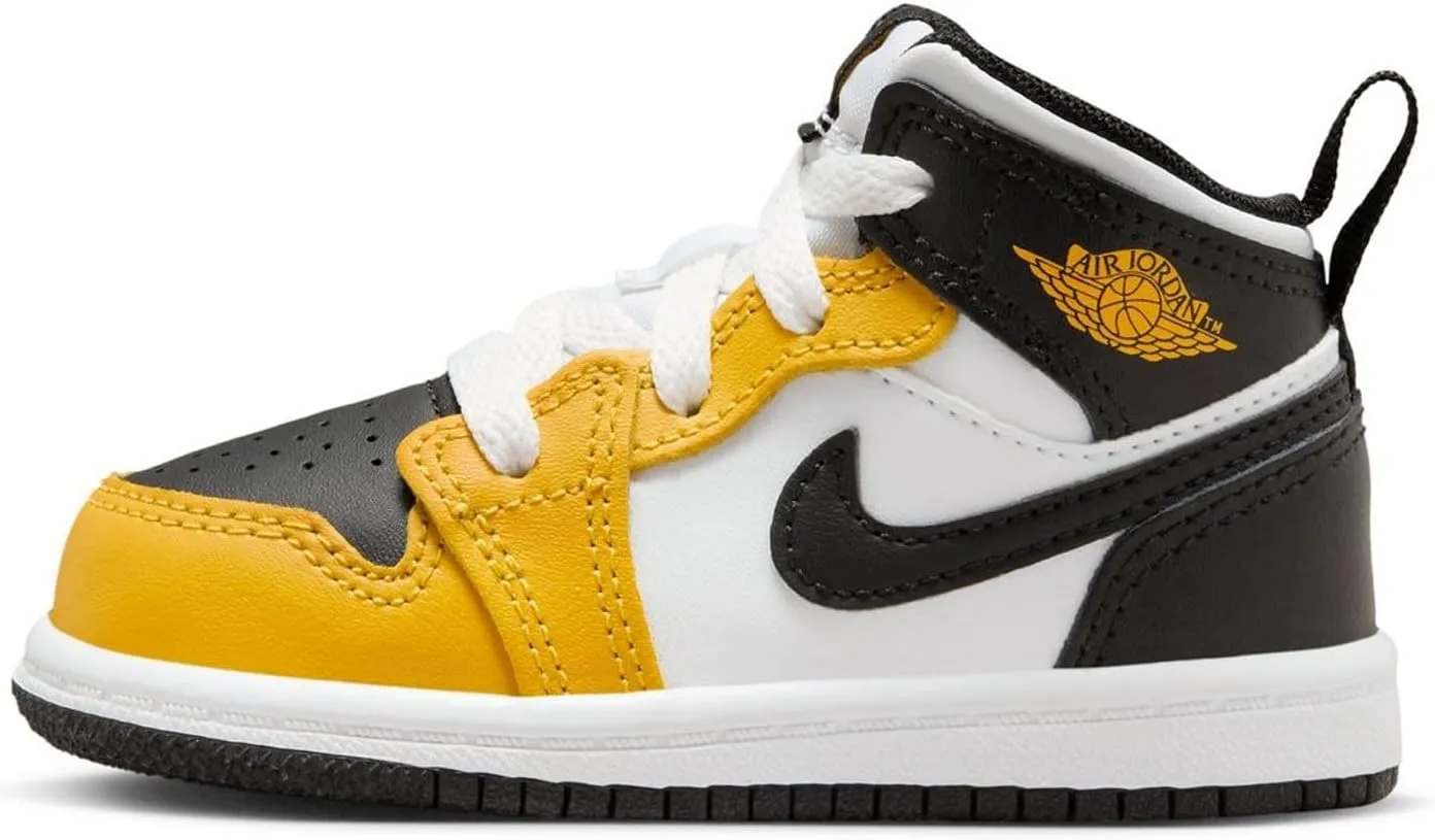 Nike Jordan 1 Mid Baby/Toddler Shoes (DQ8425-701, Yellow Ochre/White/Yellow Ochre/Black) Size 6