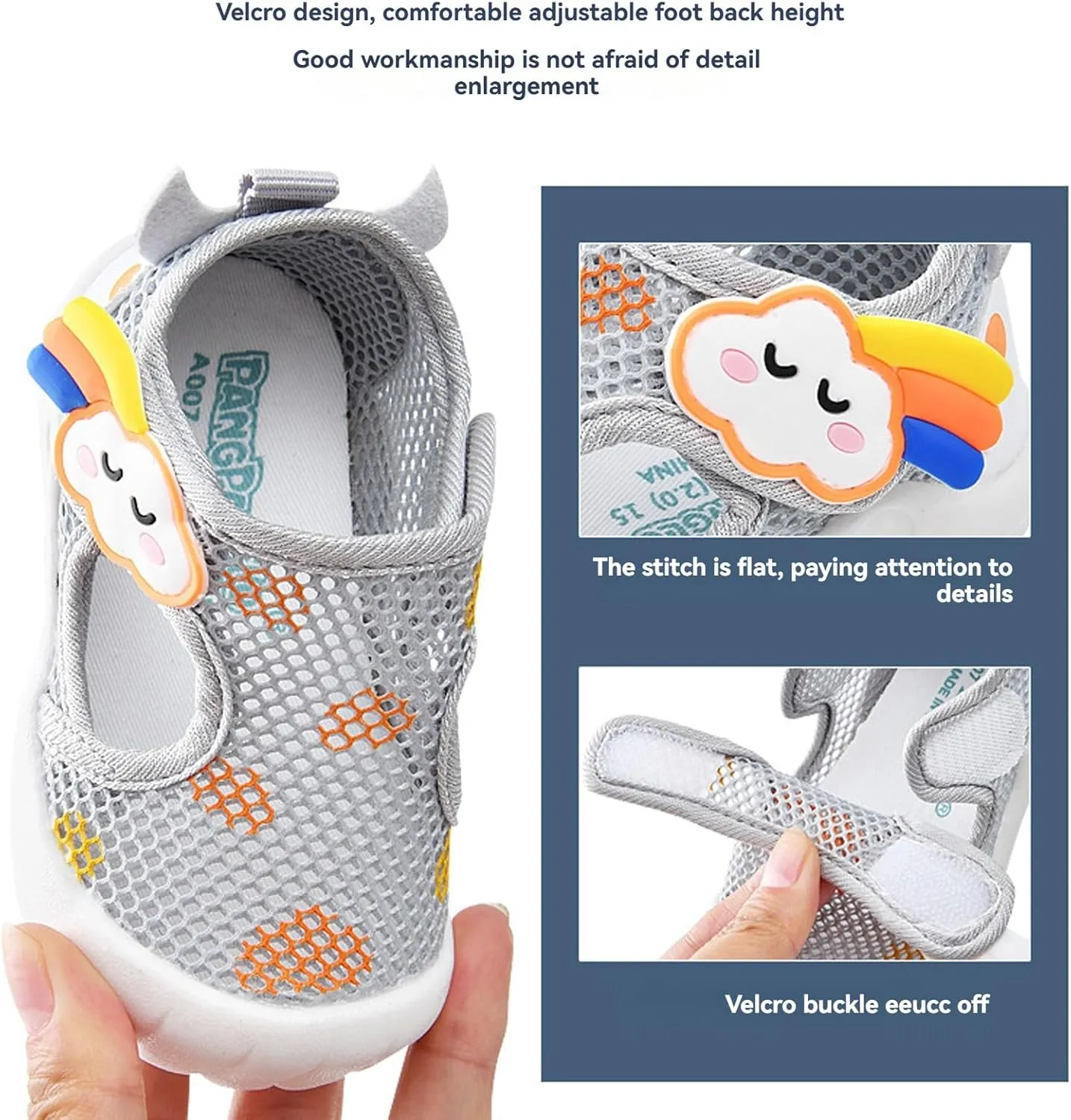 Non-Slip Baby Breathable Shoes for Spring and Summer Indoor Non-Slip Thin Toddler Shoes Lightweight Mesh Baby Soft Sole Sandals