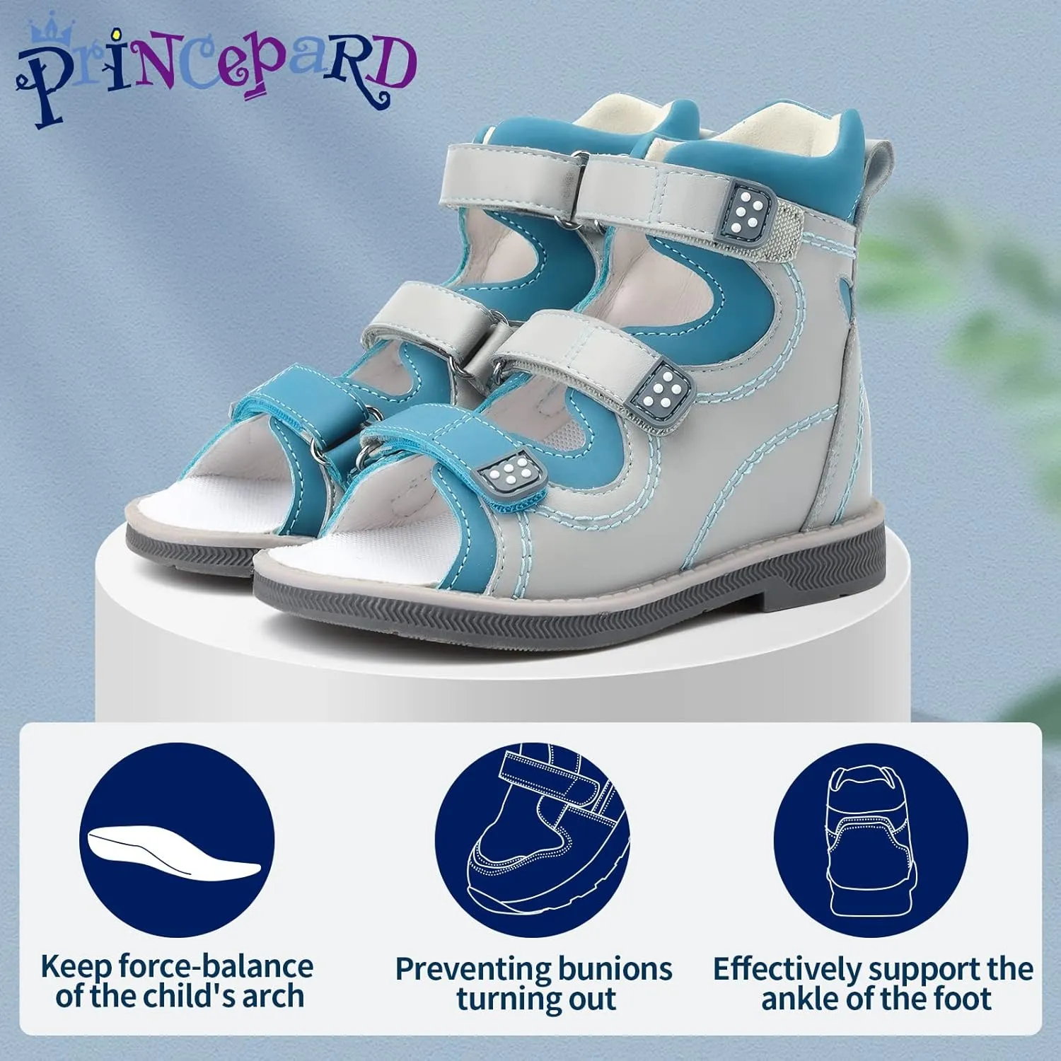 Orthopedic Corrective Sandals for Kids,Children Summer High Top Shoes for Girls and Boys with Arch and Ankle Support,Anti-slip Soles