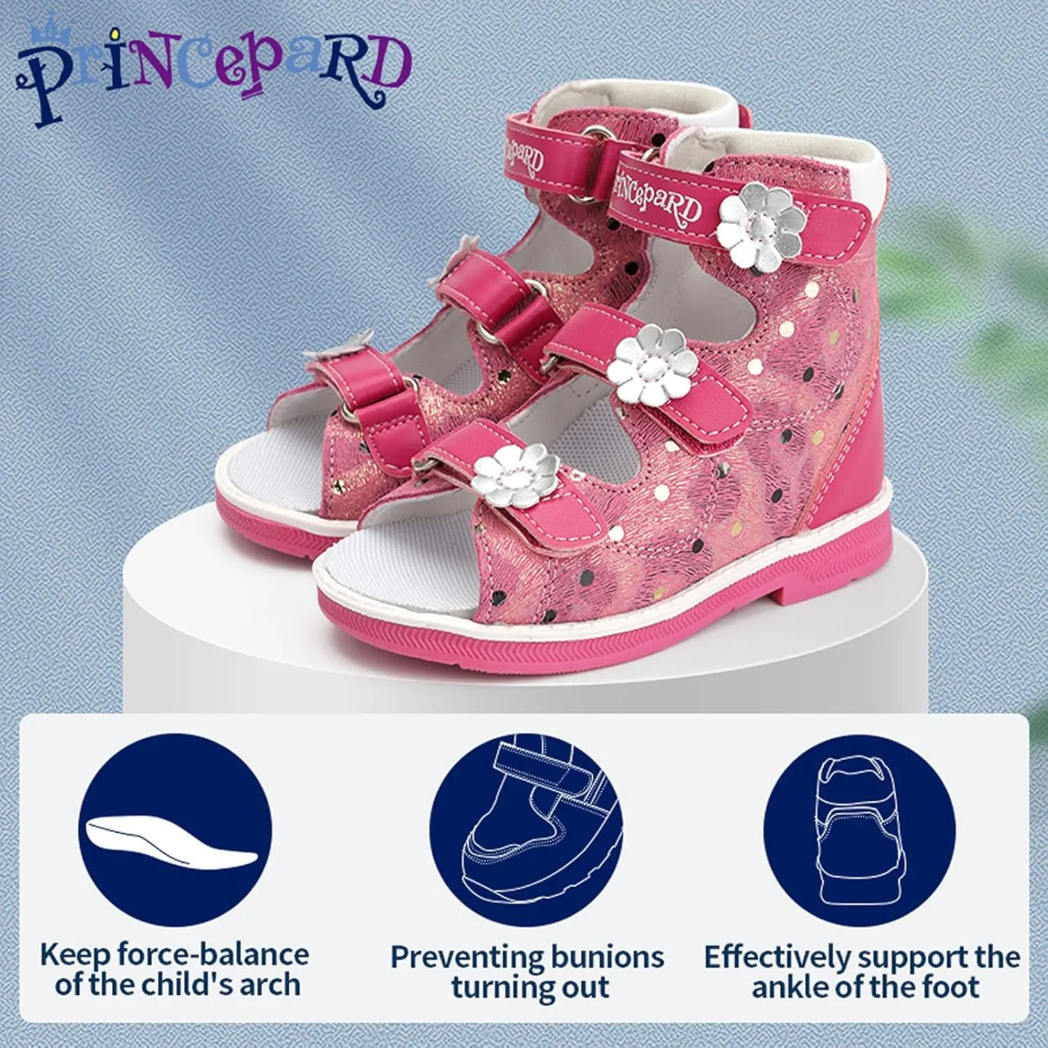 Orthopedic Sandals for Kids with High Back,Girls Corrective Shoes with Ankle and Arch Support